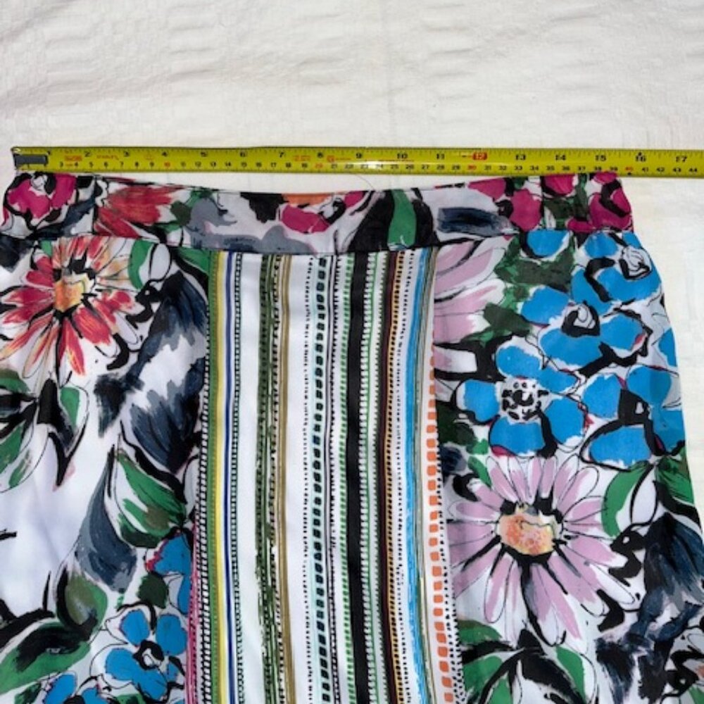 MELISSA PAIGE | Floral & Stripe Ruffled Skirt Petite Medium Elastic Waist-EUC - Picture 7 of 10